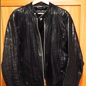 Men's Dolce & Gabbana 100% Calfskin black leather jacket